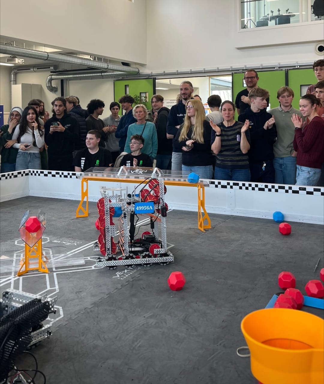 The VEX robotics event in action.