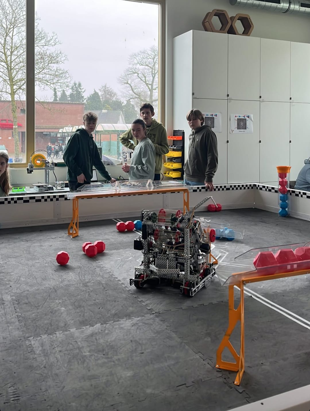 Testing on the VEX robotics field.
